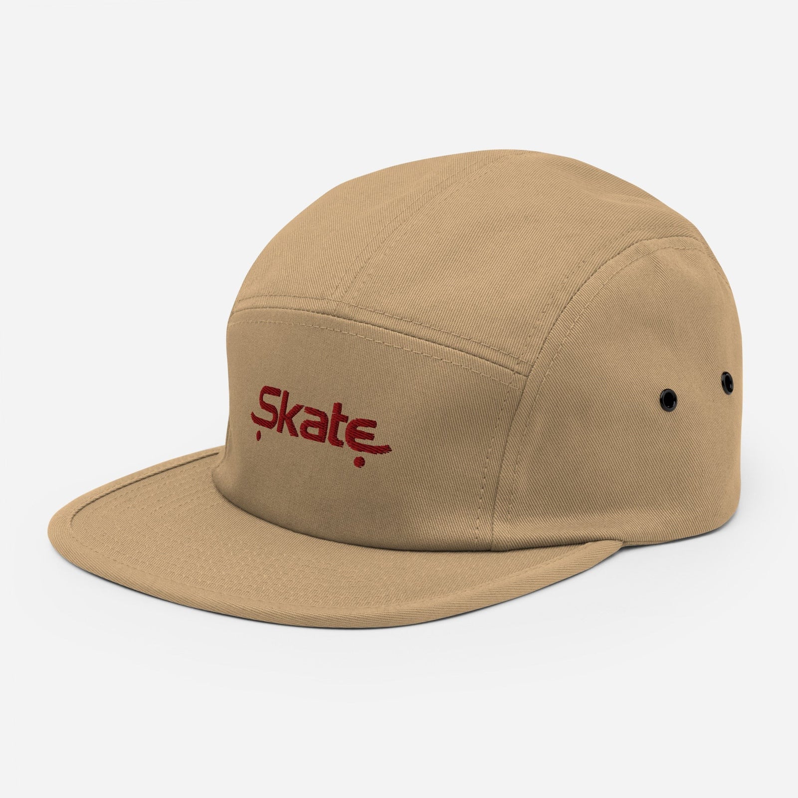 Casquette skate 5 panneaux beige – vue trois quarts avant gauche