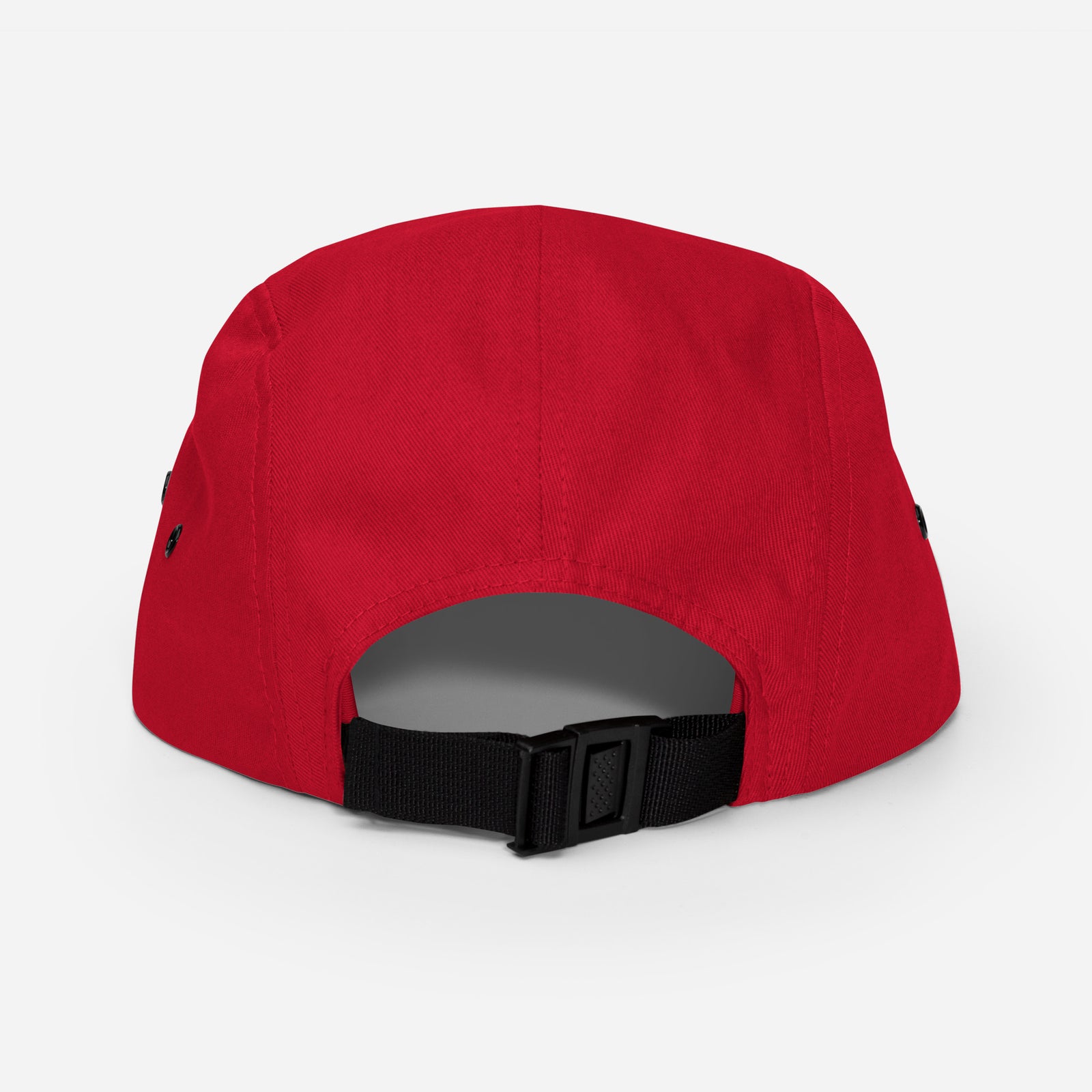 Casquette skate 5 panneaux rouge, dos et fermeture nylon à clip ajustable