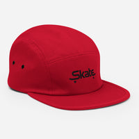 Casquette skate 5 panneaux rouge brodée, vue trois quarts droite