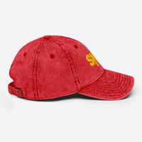 Casquette skate vintage rouge originale, profil droit œillets brodés