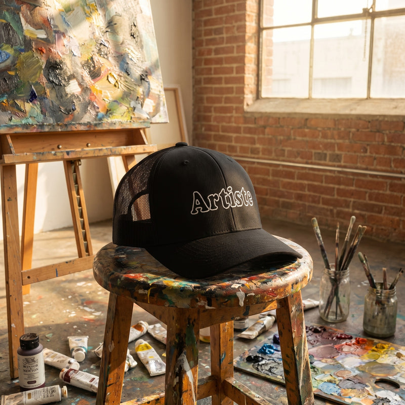 Casquette trucker Artiste dans un atelier de peintre ambiance artistique CHT'M Boutique