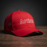 Casquette trucker rouge brodée Artiste typo vintage streetwear CHT'M Boutique