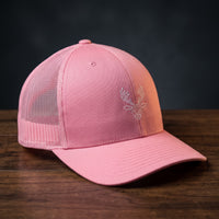Casquette trucker CERF ORIGAMI rose brodée motif cerf origami - CHT'M Boutique