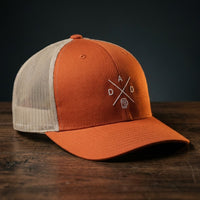 Casquette trucker DAD roux et kaki avec logo brodé DAD et chope de bière - CHT'M Boutique