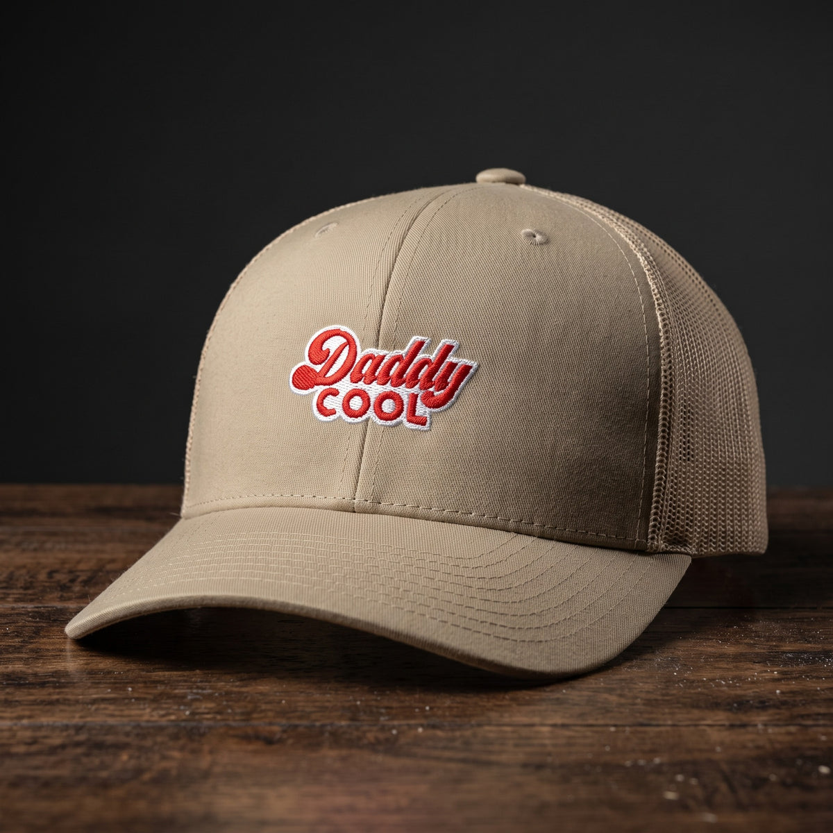 Casquette trucker Daddy Cool kaki avec logo brodé rétro