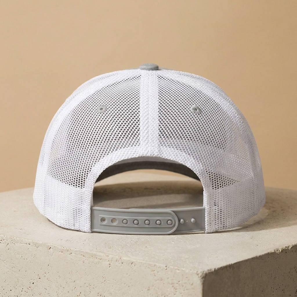 Dos en mesh blanc respirant et snapback réglable de la casquette trucker Good Vibes Only
