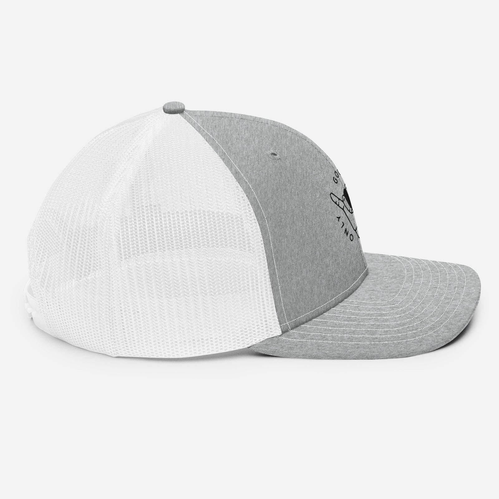 Casquette trucker Good Vibes Only gris chiné et blanc, profil droit