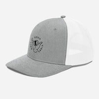 Casquette trucker Good Vibes Only gris chiné et blanc, vue trois quarts gauche