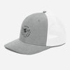 Casquette trucker Good Vibes Only gris chiné et blanc, vue trois quarts gauche