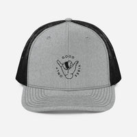 Casquette trucker Good Vibes Only gris chiné et noir, shaka brodé, vue de face