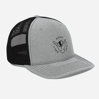 Casquette trucker Good Vibes Only gris chiné et noir, vue trois quarts droite