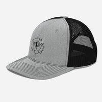 Casquette trucker Good Vibes Only gris chiné et noir, vue trois quarts gauche