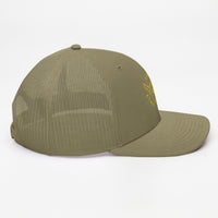 Casquette trucker Good Vibes Only vert loden, profil droit six panneaux structurés