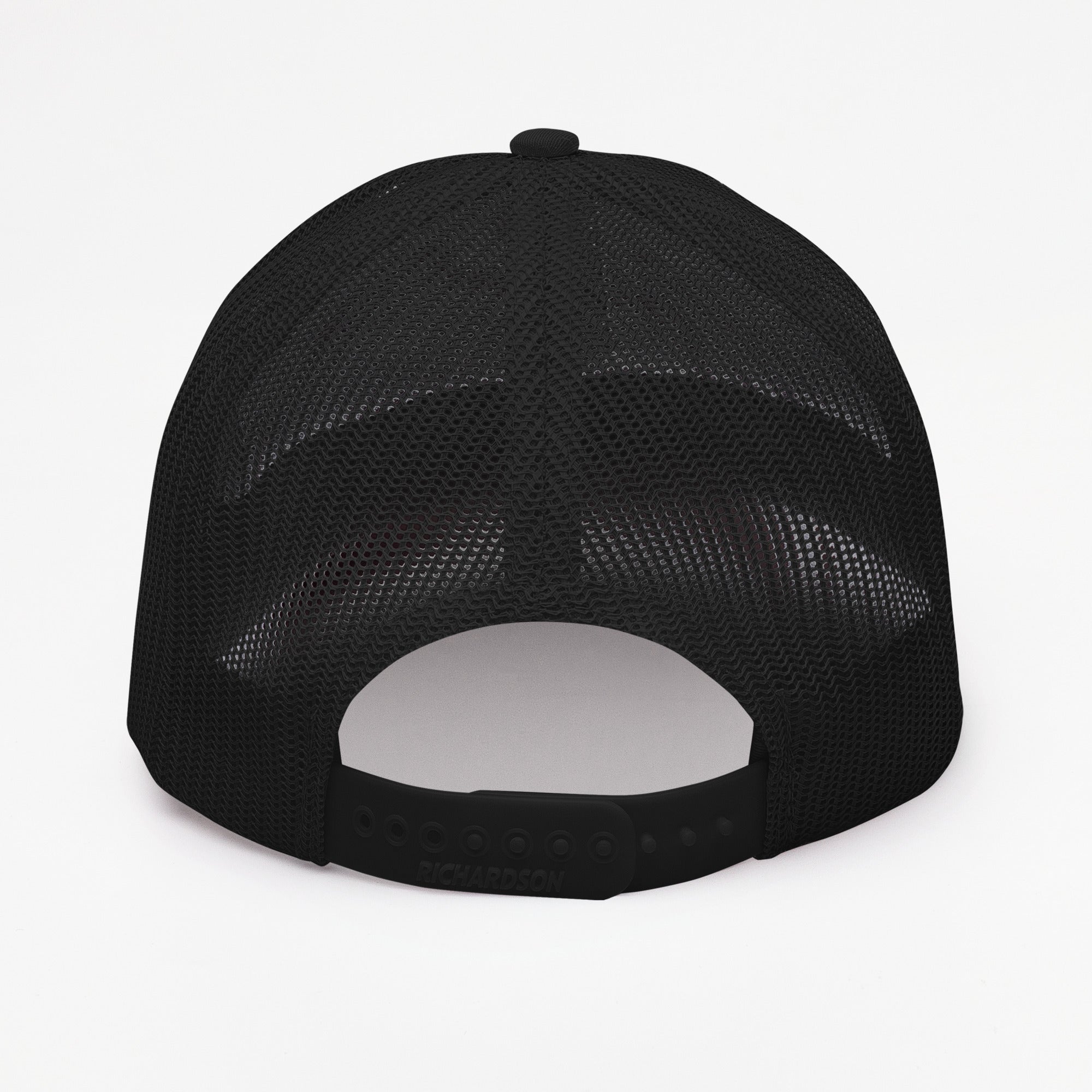 Casquette trucker Good Vibes Only noire vue de dos, filet mesh respirant et snapback réglable