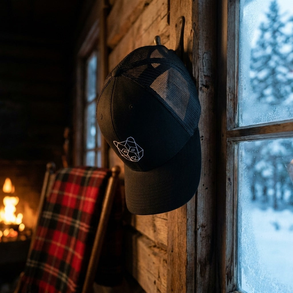 Casquette trucker OURS ORIGAMI ambiance chalet montagne hiver - CHT'M Boutique