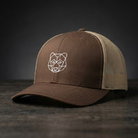 Casquette trucker OURS ORIGAMI marron et kaki brodée motif ours origami - CHT'M Boutique