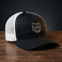 Casquette trucker OURS ORIGAMI noir et blanc brodée motif ours origami - CHT'M Boutique