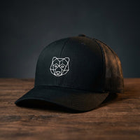 Casquette trucker OURS ORIGAMI noire brodée motif ours origami - CHT'M Boutique