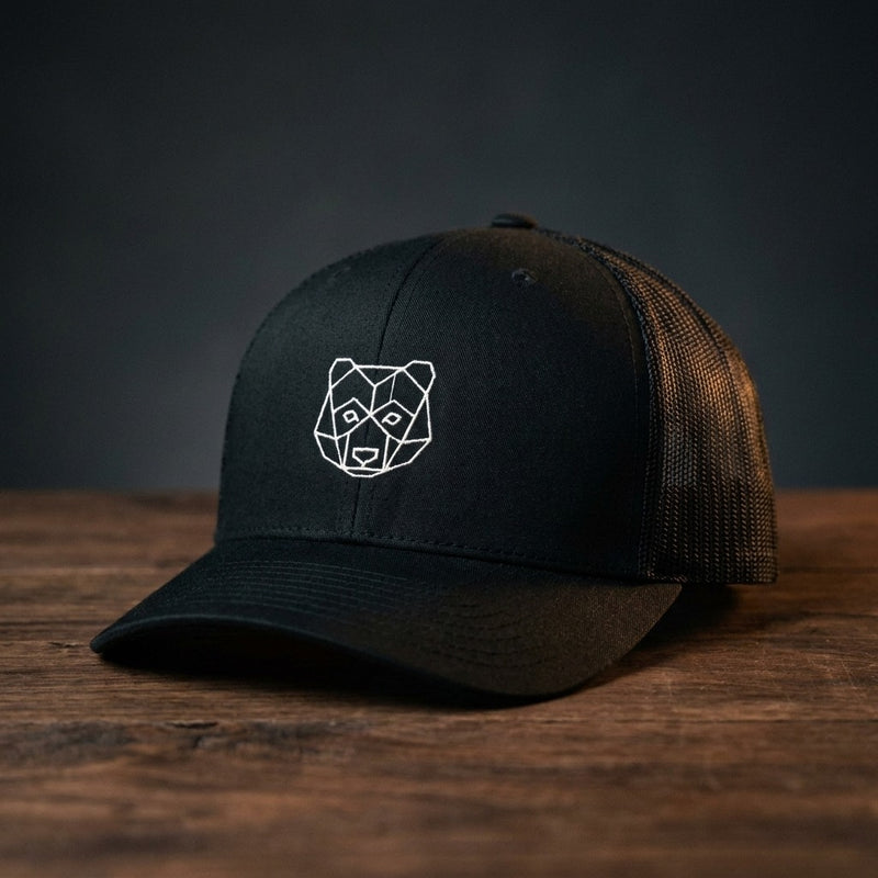 Casquette trucker OURS ORIGAMI noire brodée motif ours origami - CHT'M Boutique
