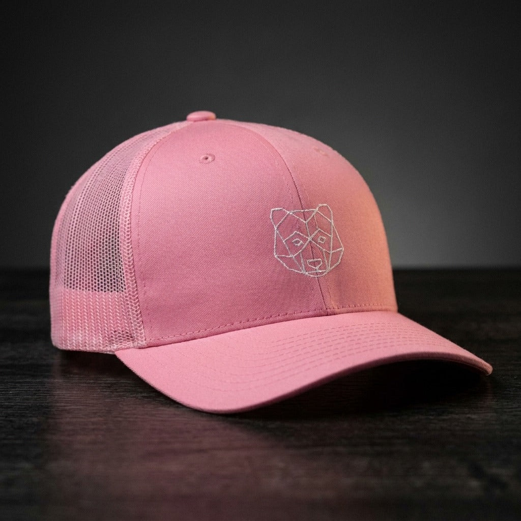 Casquette trucker OURS ORIGAMI rose brodée motif ours origami - CHT'M Boutique