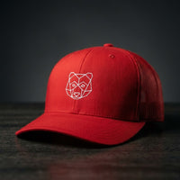 Casquette trucker OURS ORIGAMI rouge brodée motif ours origami - CHT'M Boutique