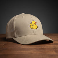 Casquette trucker brodée petit canard kaki - logo canard jaune brodé