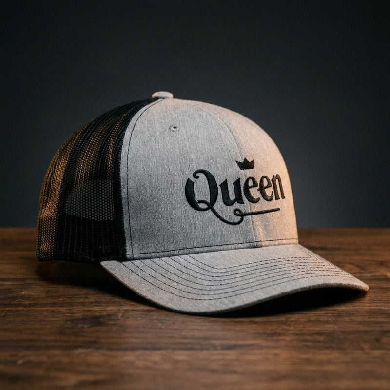Casquette trucker Queen gris chiné avec logo brodé Queen et couronne - CHT'M Boutique