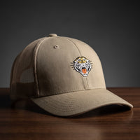 Casquette trucker tigre kaki - tête de tigre rugissant brodée - CHT'M Boutique