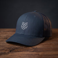 Casquette trucker TIGRE ORIGAMI bleu marine - motif tigre origami géométrique brodé - streetwear CHT'M Boutique