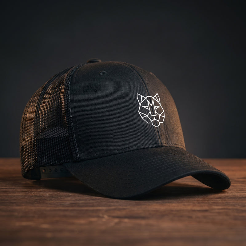 Casquette trucker TIGRE ORIGAMI noir - motif tigre origami géométrique brodé - streetwear CHT'M Boutique