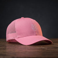 Casquette trucker TIGRE ORIGAMI rose - motif tigre origami géométrique brodé - streetwear CHT'M Boutique
