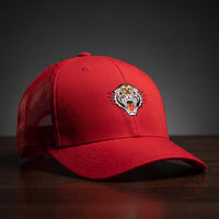 Casquette trucker tigre rouge - tête de tigre rugissant brodée - CHT'M Boutique