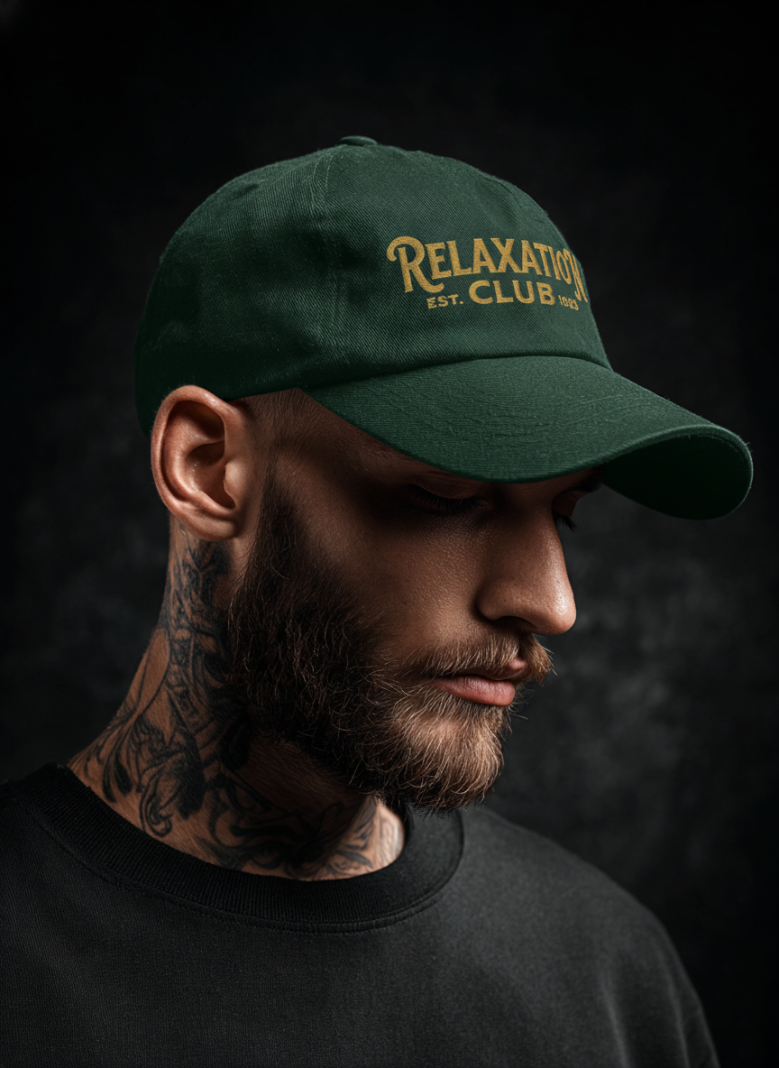 Casquette Brodée "Relaxation Club EST. 1983" - Édition Vert Forêt