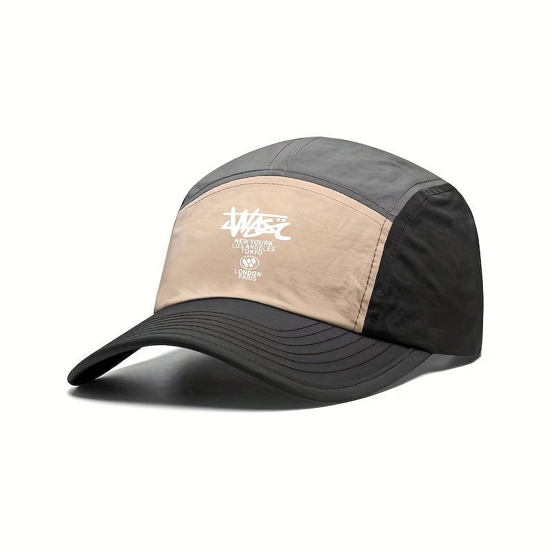 casquette homme five panel noir beige