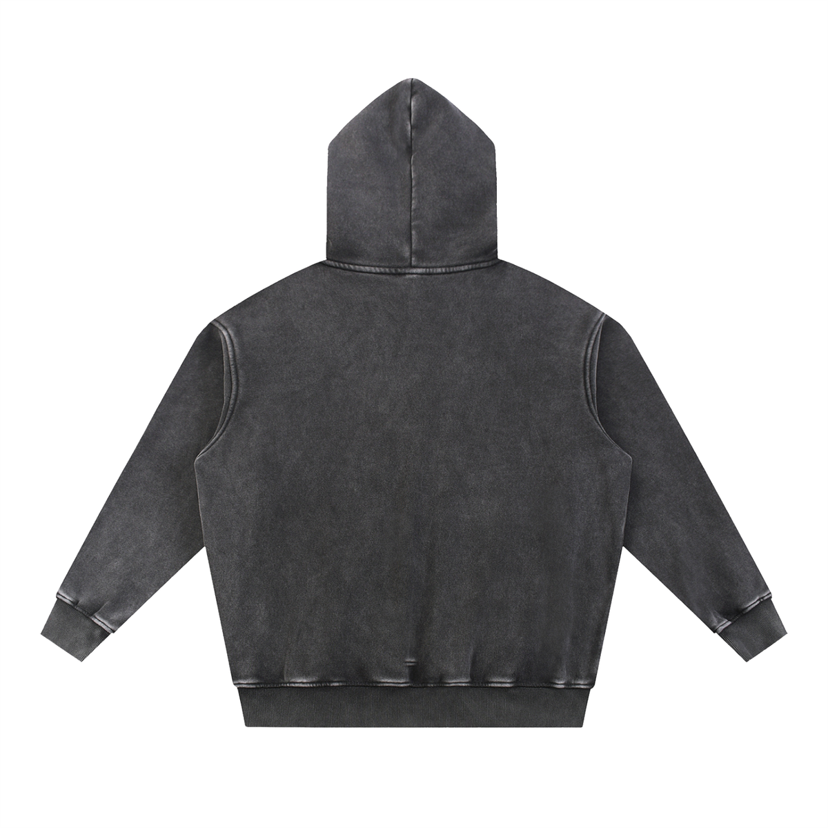 Dos du hoodie oversize délavé noir CHT'M Wear, molleton épais snow wash