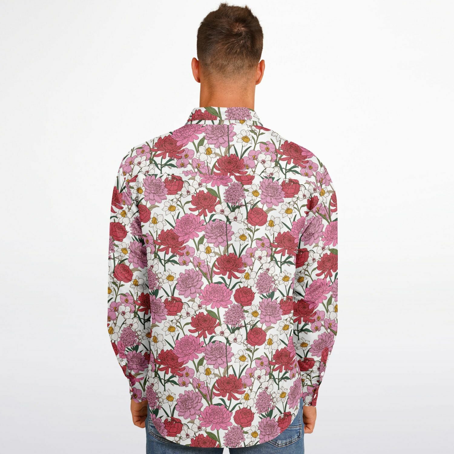 chemise élégante homme blanche à fleurs