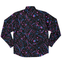 chemise noire avec motifs mauves pour homme