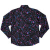 chemise noire avec motifs mauves pour homme