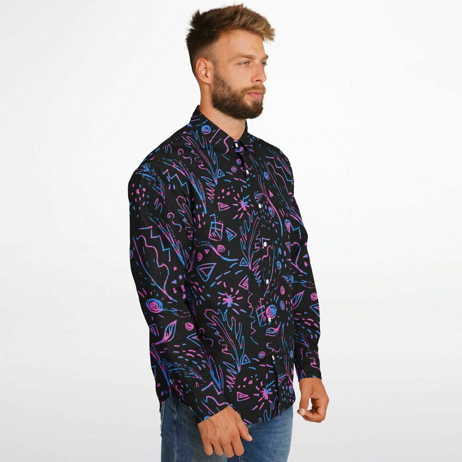 chemise homme noire et mauve à rayures