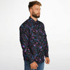 chemise homme noire et mauve à rayures