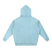 Dos du hoodie oversize délavé bleu lagon CHT'M Wear, molleton épais snow wash