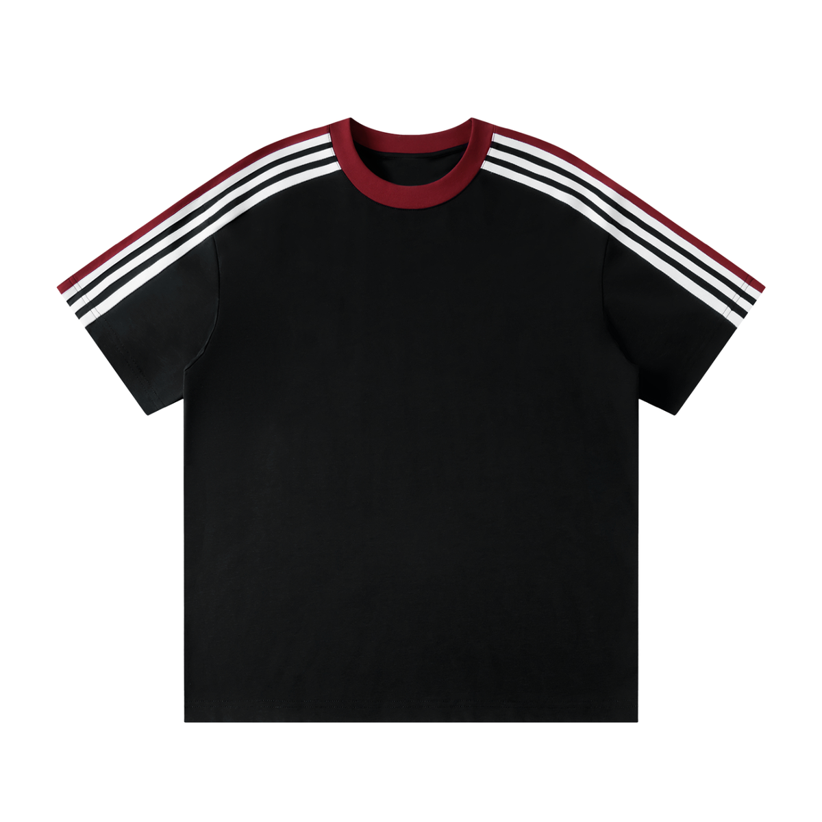 T-shirt Bandes Épaule Original Noir — Streetwear Casual Belge