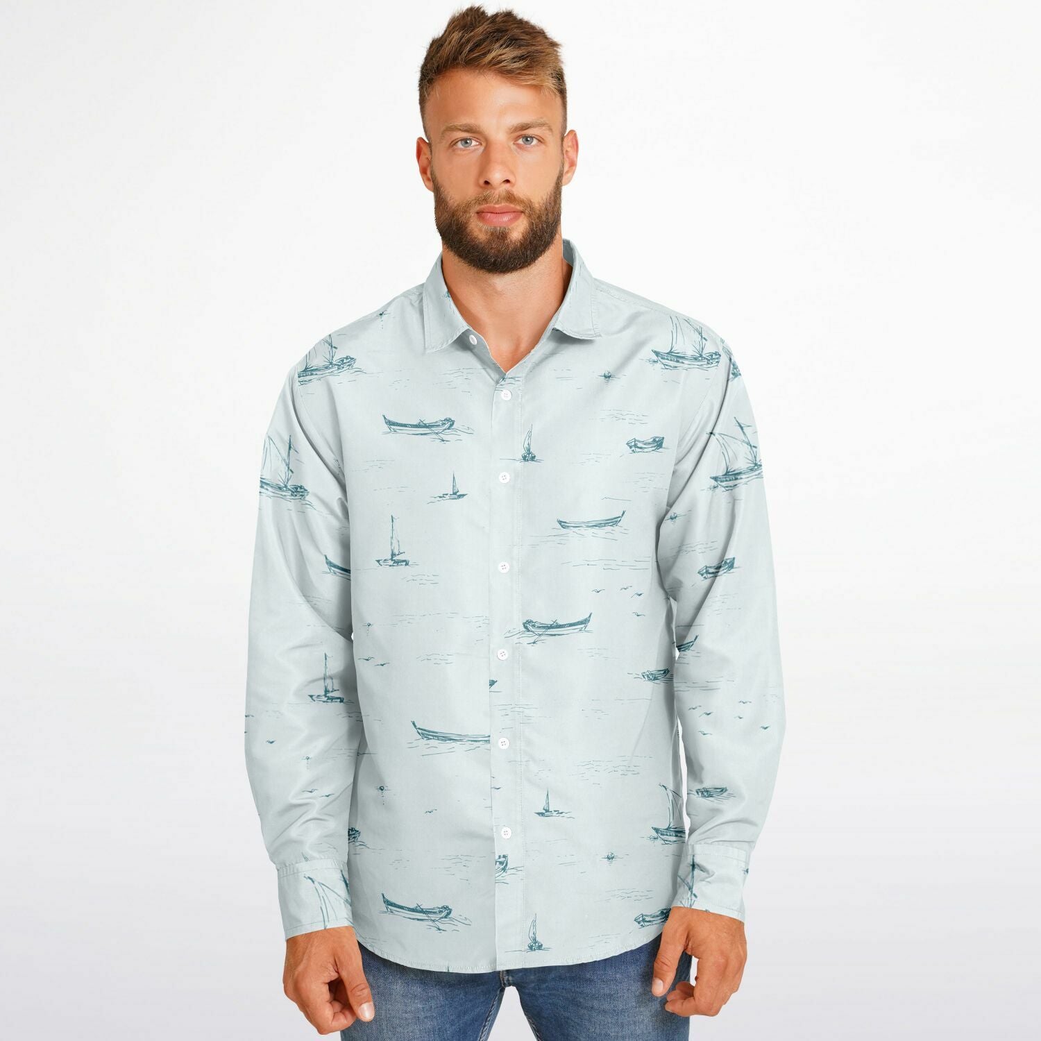 CHEMISE HOMME BLEU CIEL - MANCHES LONGUES à bateaux