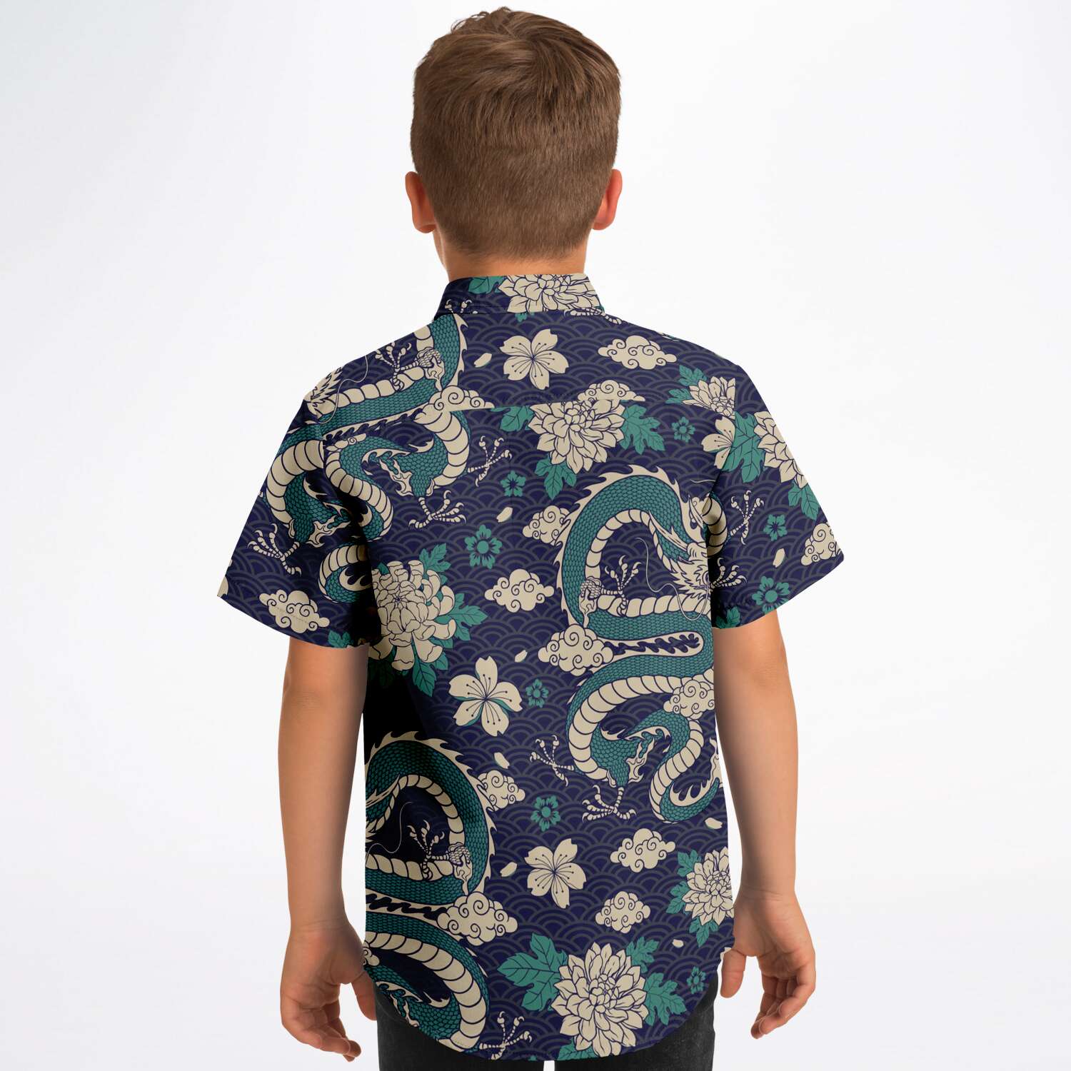 Chemise garçon originale à dragons chinois manches courtes