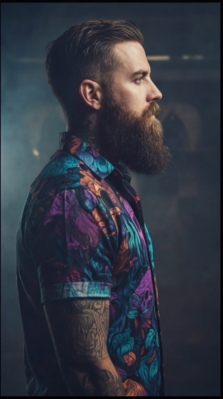 Chemise Homme Manches Courtes - Têtes De Mort Fluo, vue du produit
