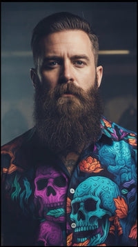 Chemise Homme Manches Courtes - Têtes De Mort Fluo, vue du produit