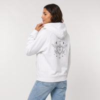 Détail capuche et dos du pull à capuche femme blanc oversize - CHT'M Boutique
