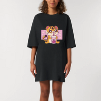 Robe t-shirt oversize chat manga kawaii femme coton bio - CHT'M Boutique