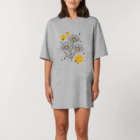 Robe t-shirt oversize femme coton bio grise, coupe originale streetwear - vue produit