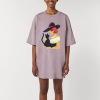 Robe t-shirt oversize femme coloris Lilas en coton bio – vue produit – CHT'M Boutique